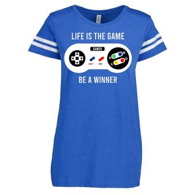 Life Is The Game Be A Winner Enza Ladies Jersey Football T-Shirt