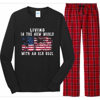 Living In The New World With An Old Soul America Flag Long Sleeve Pajama Set