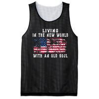 Living In The New World With An Old Soul America Flag Mesh Reversible Basketball Jersey Tank