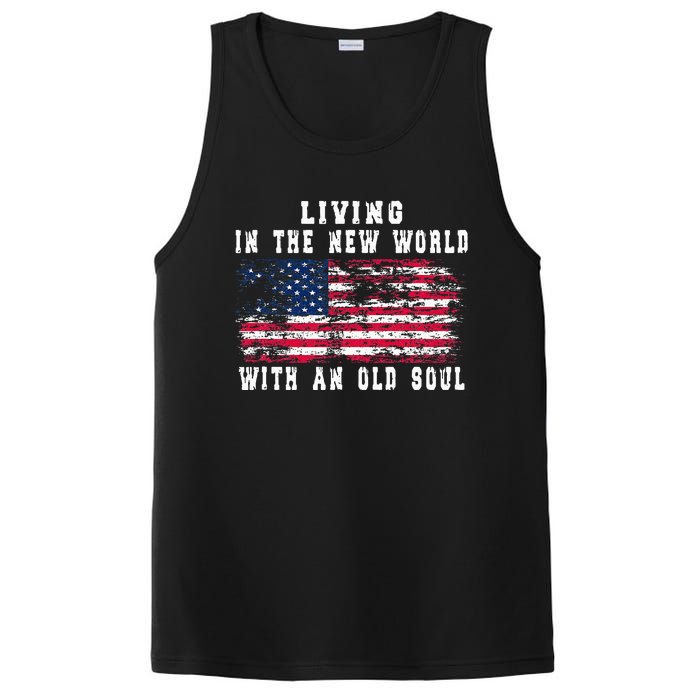 Living In The New World With An Old Soul America Flag PosiCharge Competitor Tank