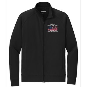 Living In The New World With An Old Soul America Flag Stretch Full-Zip Cadet Jacket