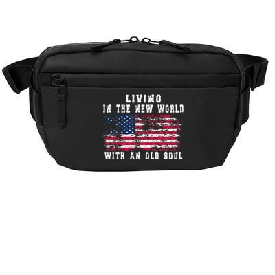 Living In The New World With An Old Soul America Flag Crossbody Pack