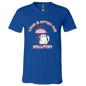 Love Is The Solution Cool Cat Love Is Blind Fall In Love Meaningful Gift V-Neck T-Shirt