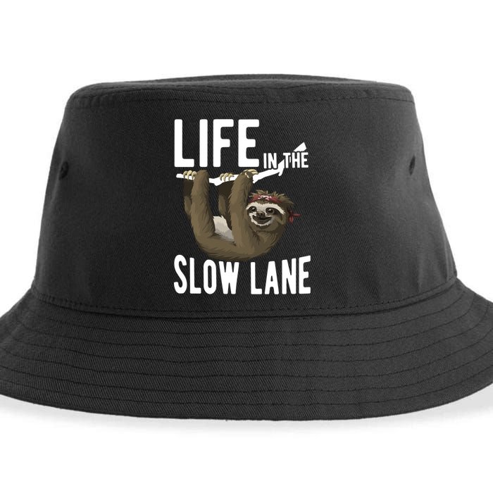 Life In The Slow Lane Funny Sloth Lover Meaningful Gift Sustainable Bucket Hat