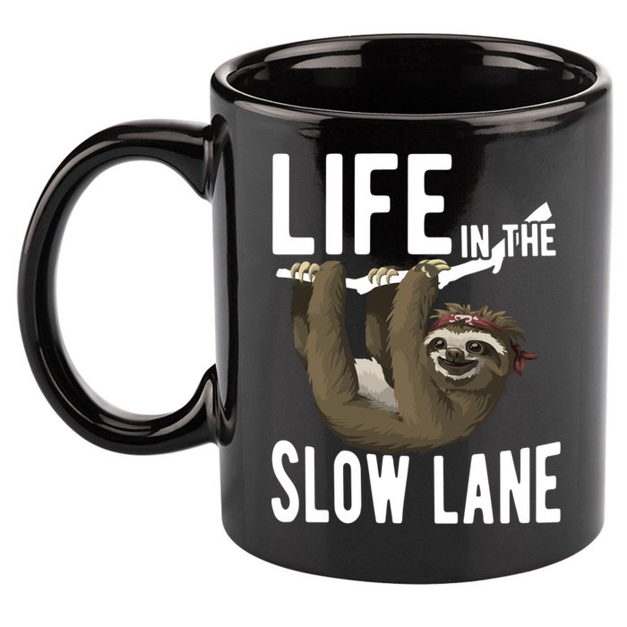 Life In The Slow Lane Funny Sloth Lover Meaningful Gift 11oz C Handle Ceramic Mug
