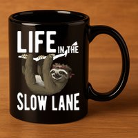 Life In The Slow Lane Funny Sloth Lover Meaningful Gift 11oz C Handle Ceramic Mug