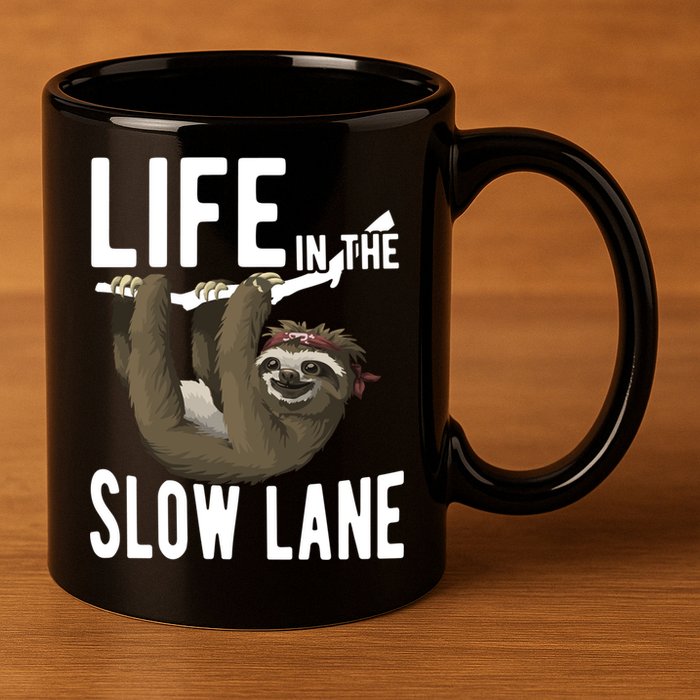 Life In The Slow Lane Funny Sloth Lover Meaningful Gift 11oz C Handle Ceramic Mug