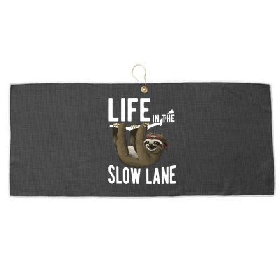 Life In The Slow Lane Funny Sloth Lover Meaningful Gift Large Microfiber Waffle Golf Towel