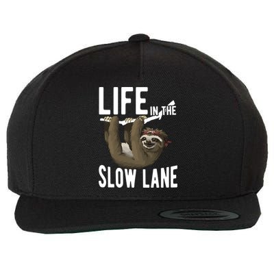 Life In The Slow Lane Funny Sloth Lover Meaningful Gift Wool Snapback Cap