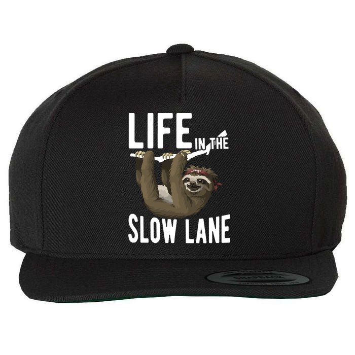 Life In The Slow Lane Funny Sloth Lover Meaningful Gift Wool Snapback Cap