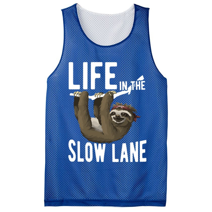 Life In The Slow Lane Funny Sloth Lover Meaningful Gift Mesh Reversible Basketball Jersey Tank
