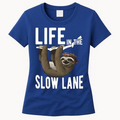 Life In The Slow Lane Funny Sloth Lover Meaningful Gift Womens T-Shirt