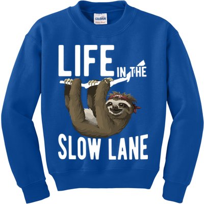 Life In The Slow Lane Funny Sloth Lover Meaningful Gift Kids Sweatshirt
