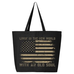 Living In The New World With An Old Soul America Flag 25L Jumbo Tote