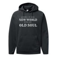 Living In The New World With An Old Soul America Flag Performance Fleece Hoodie