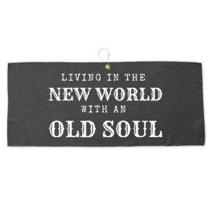 Living In The New World With An Old Soul America Flag Large Microfiber Waffle Golf Towel