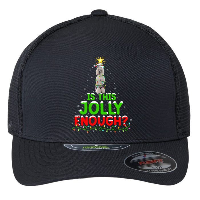 Lighting Is This Jolly Enough Standard Poodle Christmas Tree Gift Flexfit Unipanel Trucker Cap