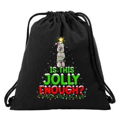 Lighting Is This Jolly Enough Standard Poodle Christmas Tree Gift Drawstring Bag