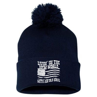 Living In The New World With An Old Soul Pom Pom 12in Knit Beanie