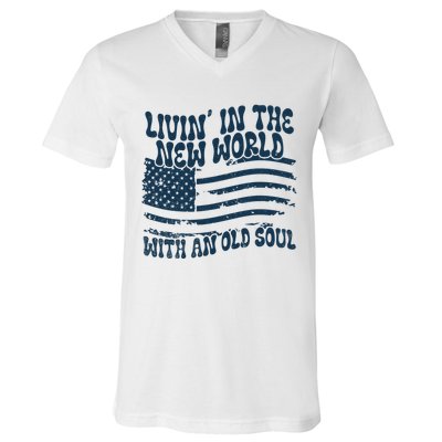 Living In The New World With An Old Soul V-Neck T-Shirt