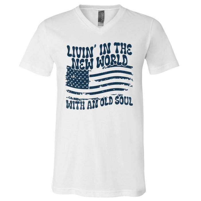 Living In The New World With An Old Soul V-Neck T-Shirt