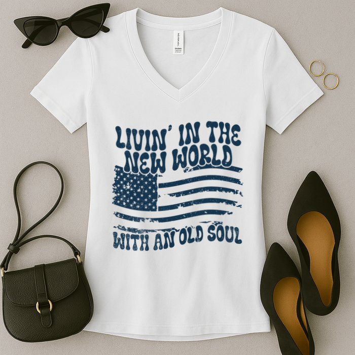 Living In The New World With An Old Soul Women's V-Neck T-Shirt