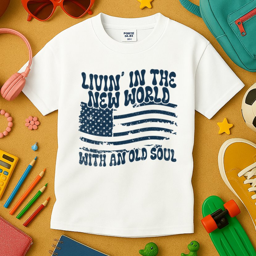 Living In The New World With An Old Soul Kids T-Shirt