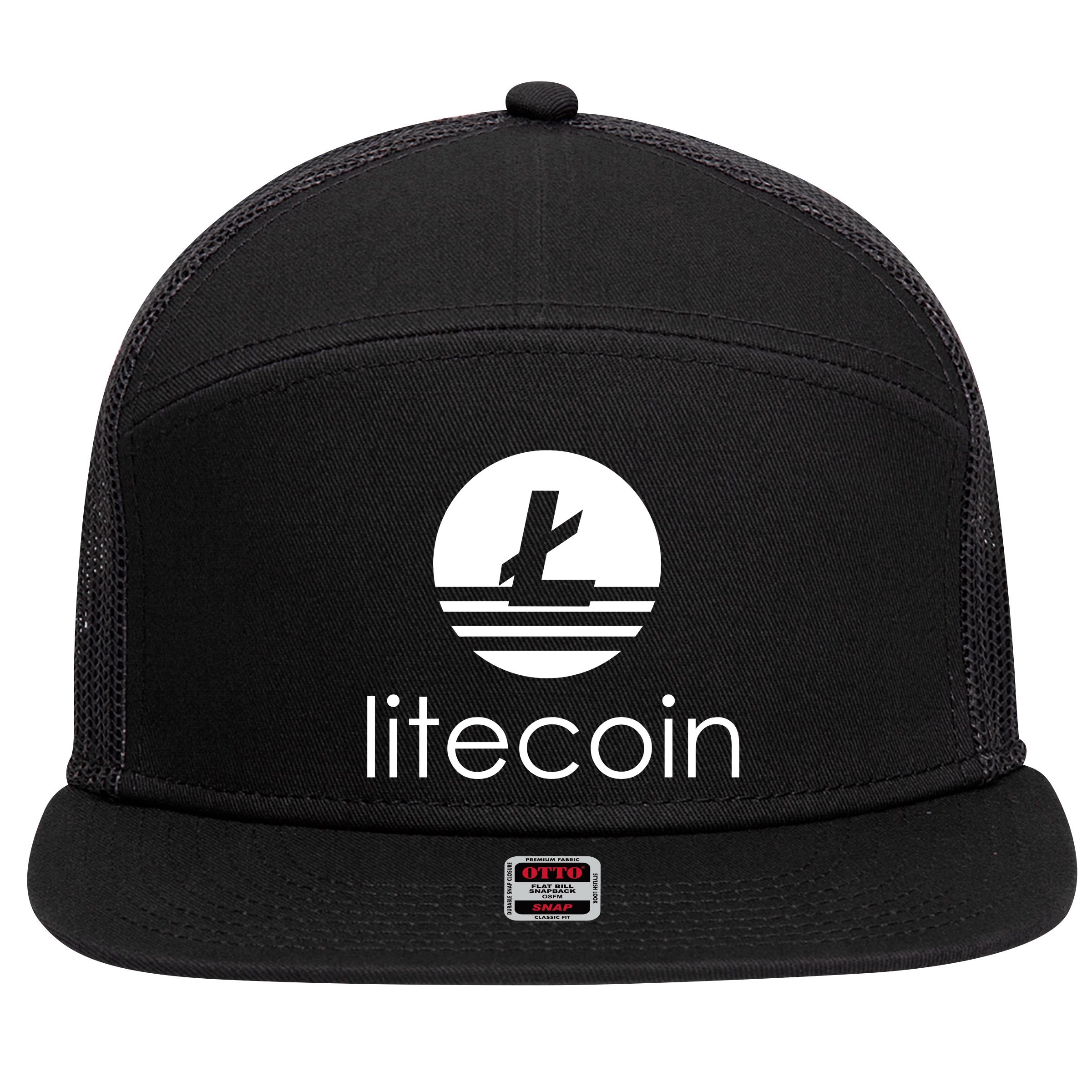 Litecoin Logo 7 Panel Mesh Trucker Snapback Hat