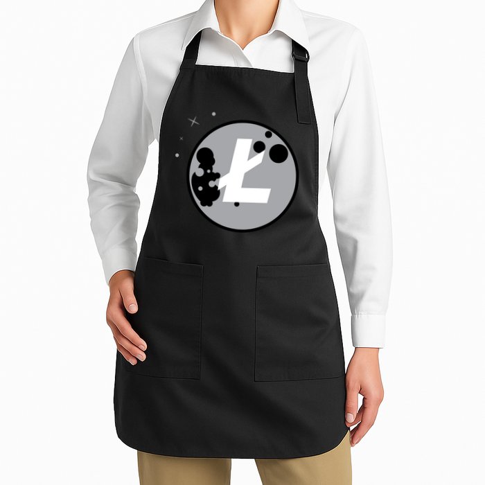 Litecoin Moon Cryptocurrency Full-Length Apron With Pockets