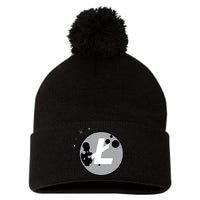 Litecoin Moon Cryptocurrency Pom Pom 12in Knit Beanie