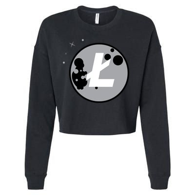 Litecoin Moon Cryptocurrency Cropped Pullover Crew