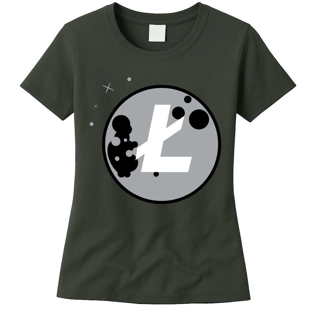 Litecoin Moon Cryptocurrency Womens T-Shirt