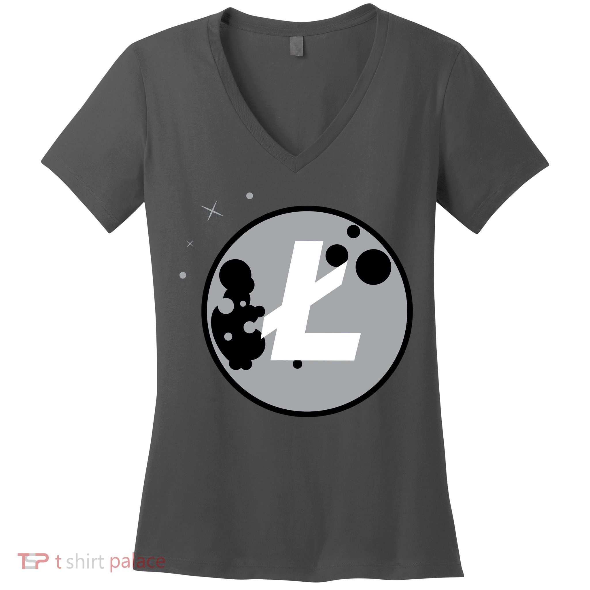 Litecoin Moon Cryptocurrency Women's V-Neck T-Shirt