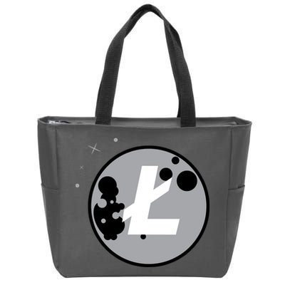 Litecoin Moon Cryptocurrency Zip Tote Bag