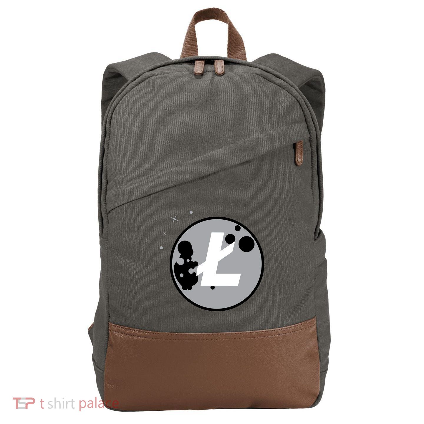 Litecoin Moon Cryptocurrency Cotton Canvas Backpack
