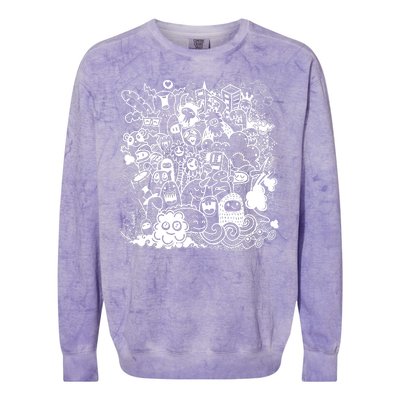 Little Cartoon Monster Mash Up Colorblast Crewneck Sweatshirt