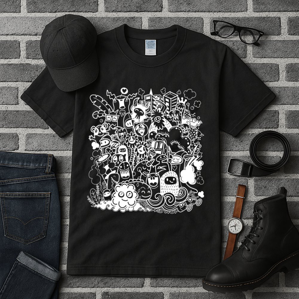 Little Cartoon Monster Mash Up Tall T-Shirt