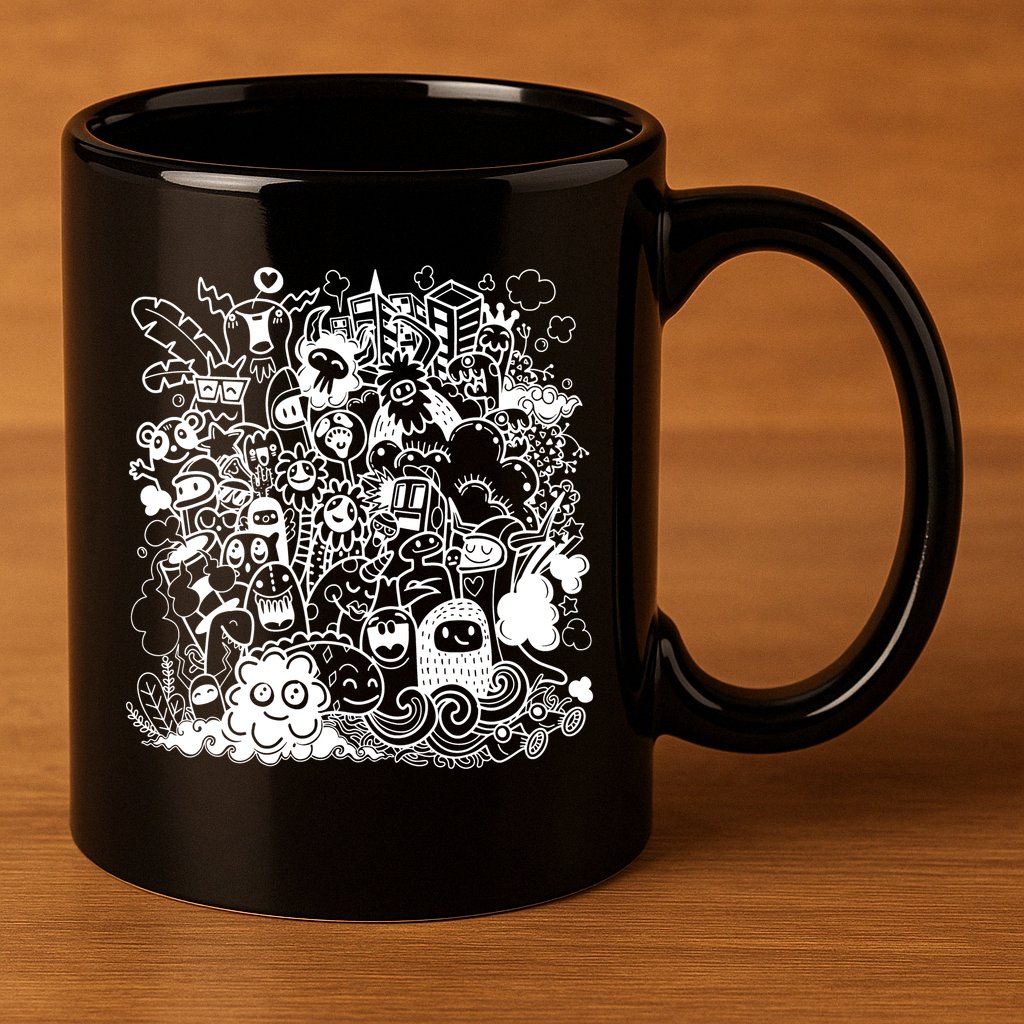 Little Cartoon Monster Mash Up 11oz C Handle Ceramic Mug