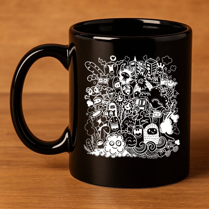 Little Cartoon Monster Mash Up 11oz C Handle Ceramic Mug