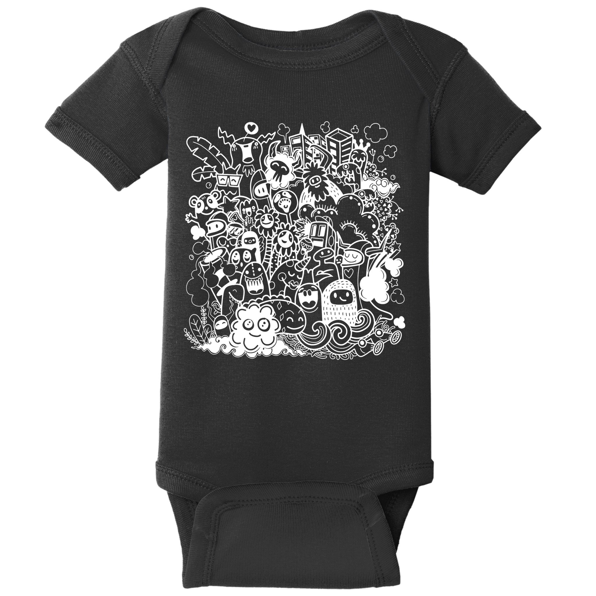 Little Cartoon Monster Mash Up Baby Bodysuit