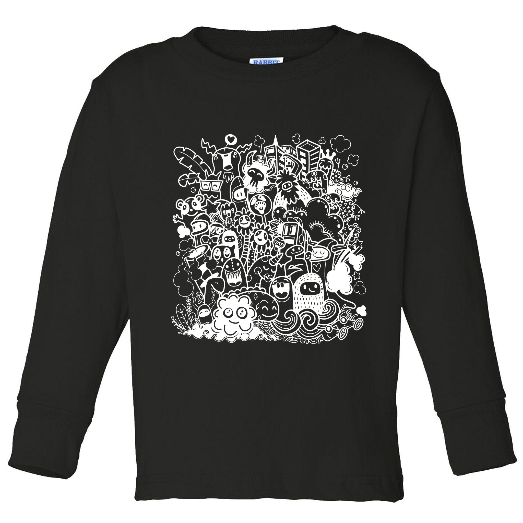 Little Cartoon Monster Mash Up Toddler Long Sleeve Shirt