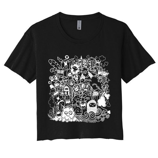 Little Cartoon Monster Mash Up Crop Top