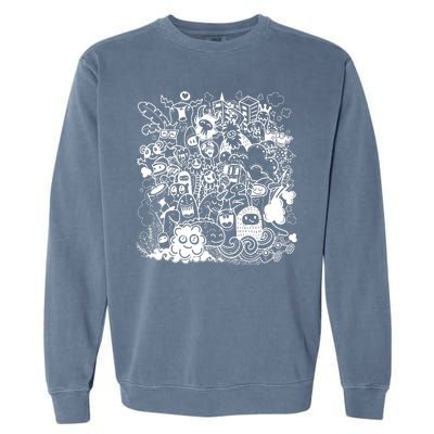 Little Cartoon Monster Mash Up Garment-Dyed Sweatshirt