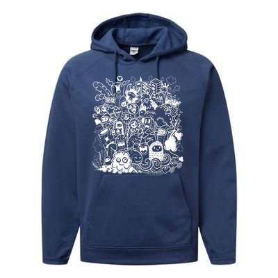 Little Cartoon Monster Mash Up Performance Fleece Hoodie