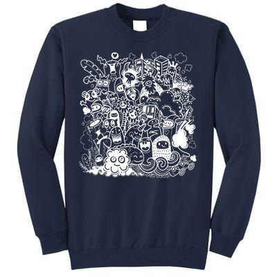 Little Cartoon Monster Mash Up Tall Sweatshirt