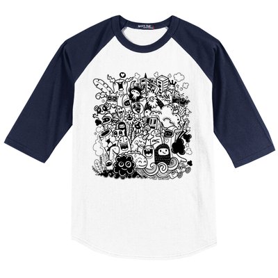 Little Cartoon Monster Mash Up Baseball Sleeve Shirt