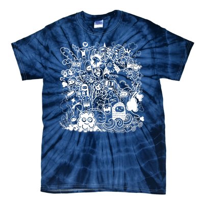 Little Cartoon Monster Mash Up Tie-Dye T-Shirt