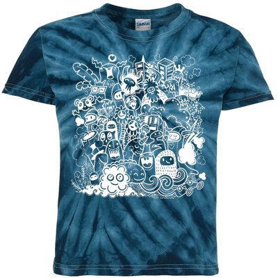 Little Cartoon Monster Mash Up Kids Tie-Dye T-Shirt