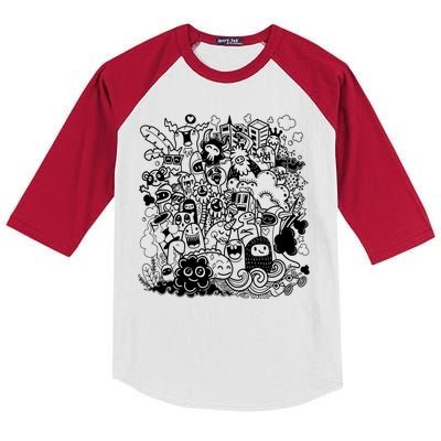 Little Cartoon Monster Mash Up Kids Colorblock Raglan Jersey