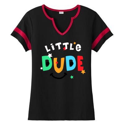 Little Dude Ladies Halftime Notch Neck Tee